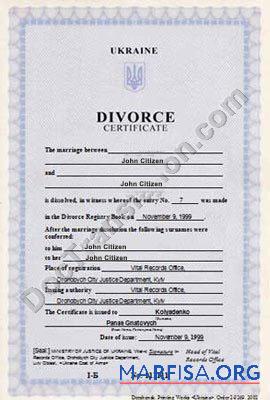 Realistic Ukraine Vital records office divorce certificate template